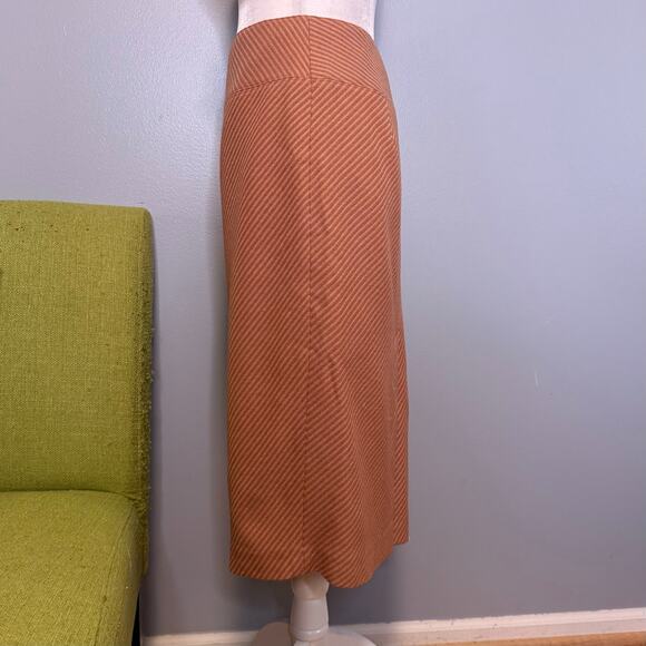 J Crew Orange Striped Wool Midi Straight Pencil Skirt 8 - Picture 3 of 5